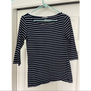 Navy and White Striped Blouse